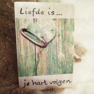 Deco-bordje: Liefde is - Je hart volgen