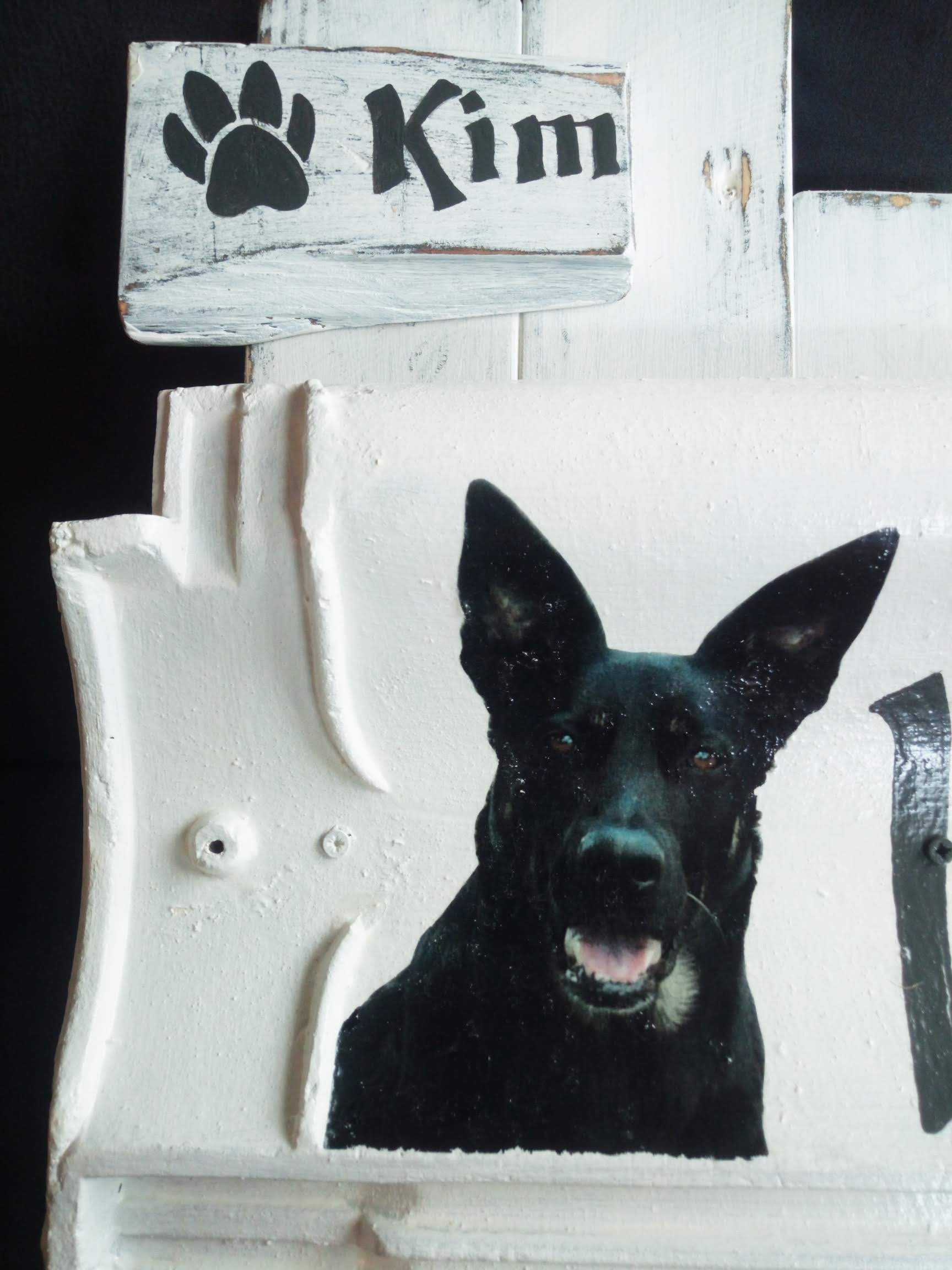 Huisnummerbord 15 - dakpan - hout met foto en tekst