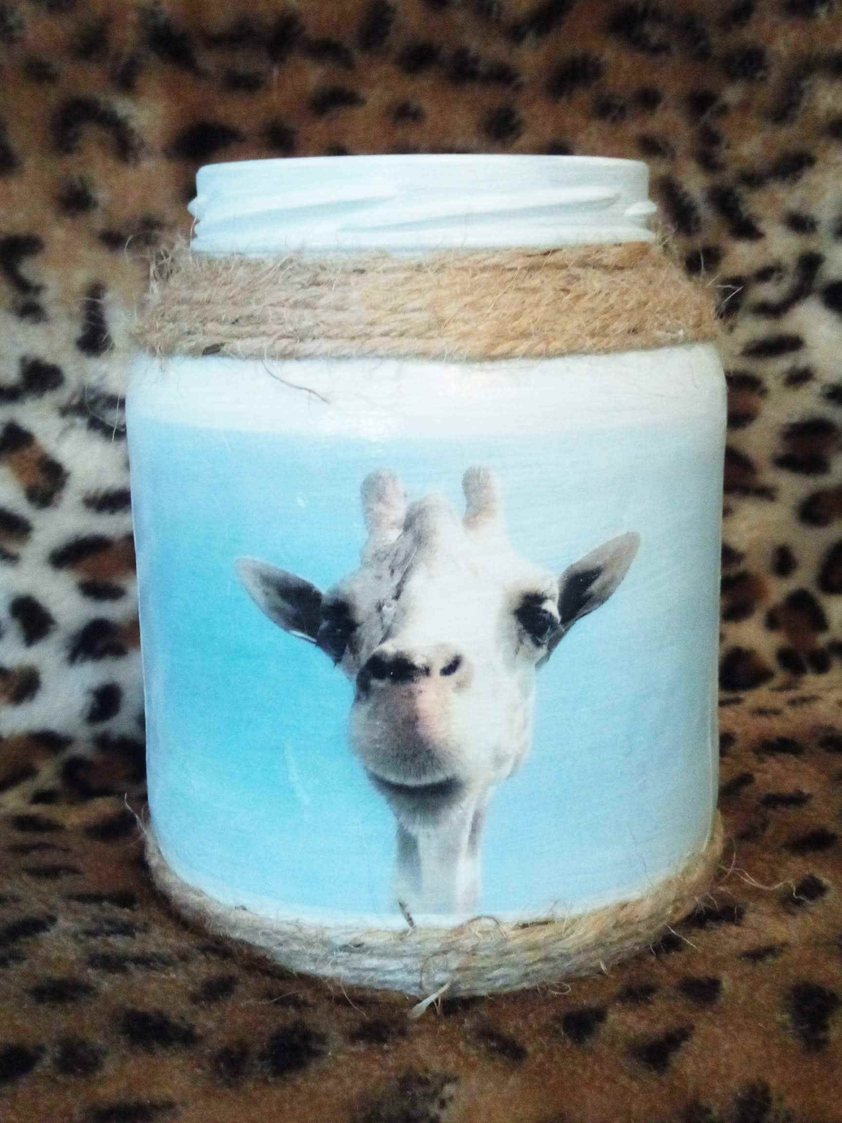 Nature - Glazen windlichtjes met afbeelding en touw