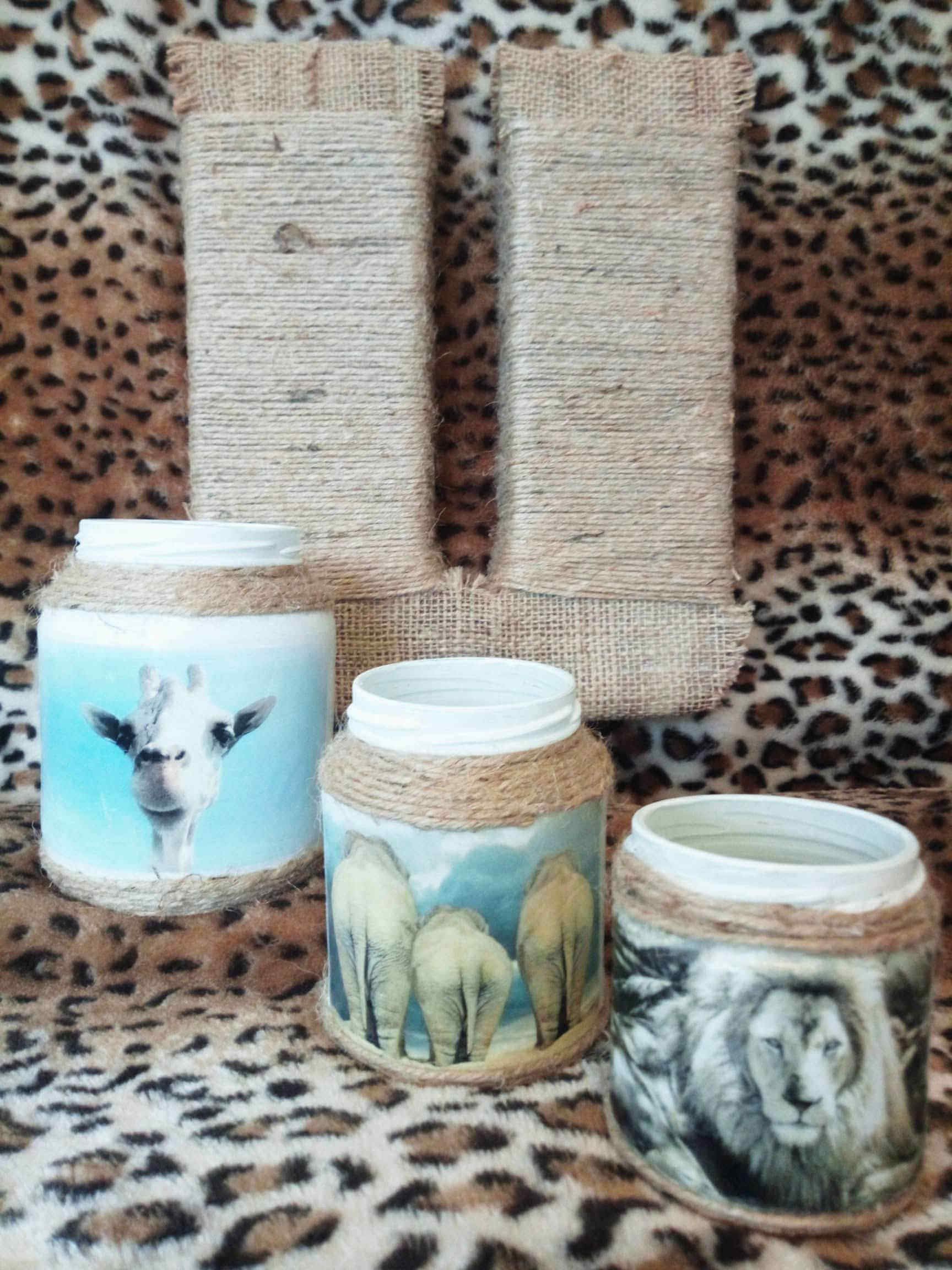 Nature - Glazen windlichtjes met afbeelding en touw