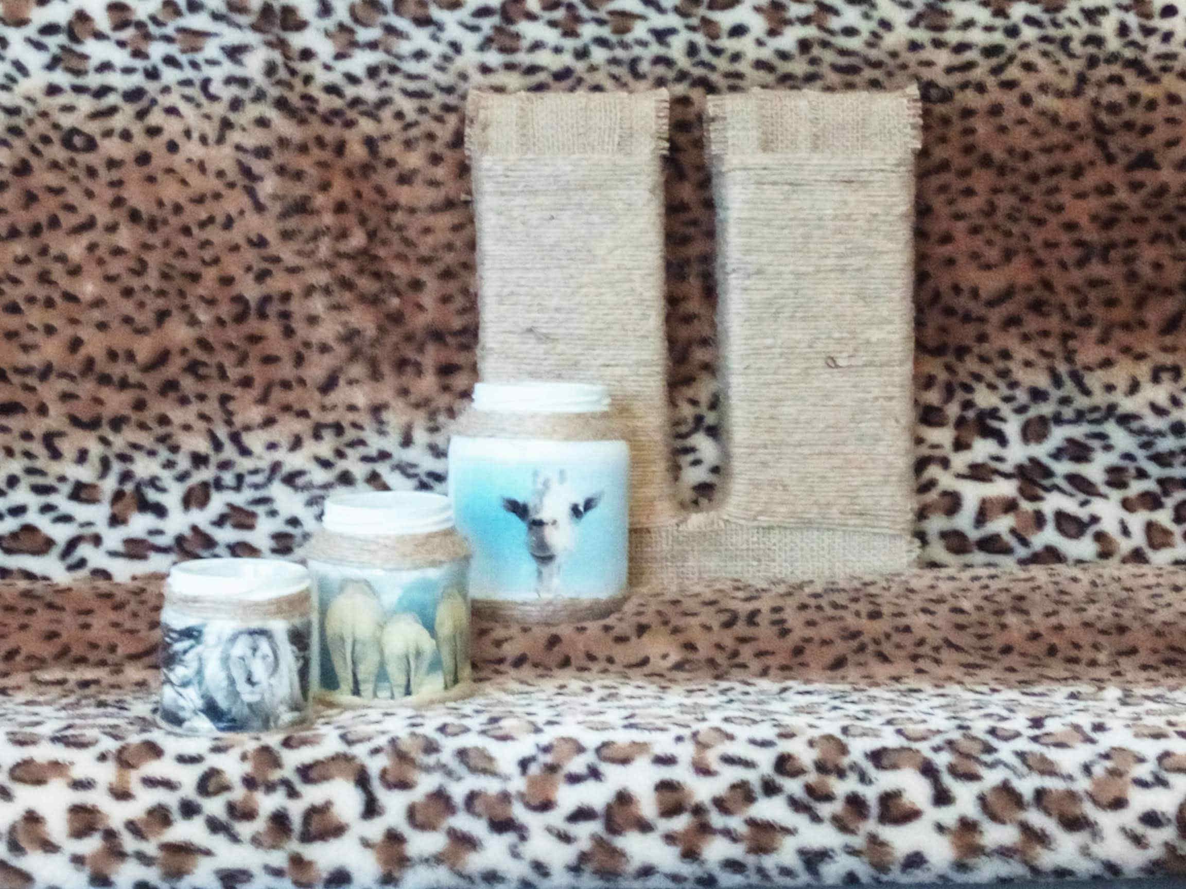 Nature - Glazen windlichtjes met afbeelding en touw