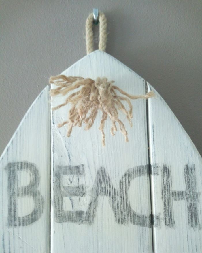 Beach House - Surfboard gemaakt van pallethout met foto