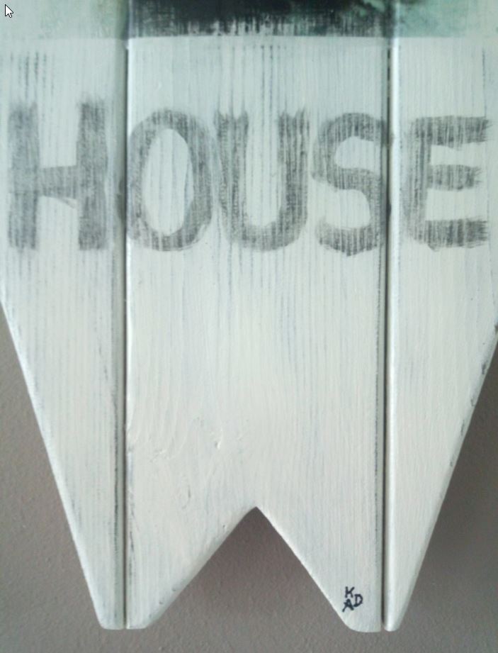Beach House - Surfboard gemaakt van pallethout met foto