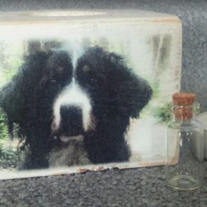 Memories - Houten waxinelichtjes houder "Baloe"met foto en tekst