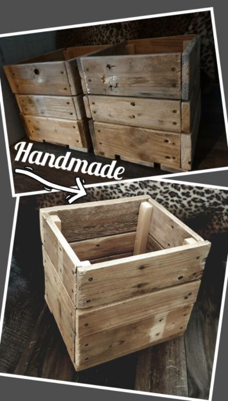 Pallethouten kistjes in 'aanbouw'