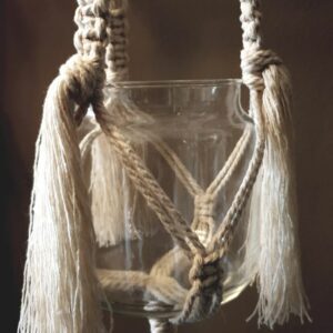 Macramé - Plantenhanger "Brush" met kwastjes